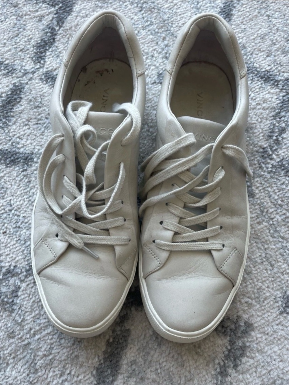 Vince Benfield Leather Platform Sneaker 8.5 Off White Color